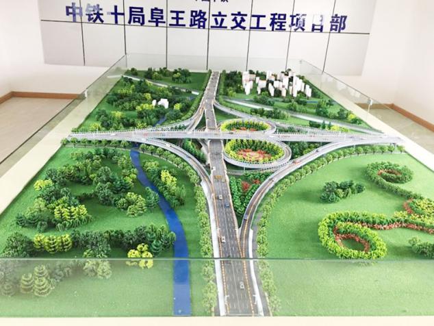 中铁十局阜王路立交桥沙盘模型